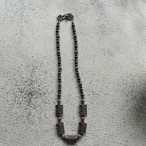 Beady Celtic Jewellery -Rhodonite / Hematite / solid pewter Celtic bead necklace